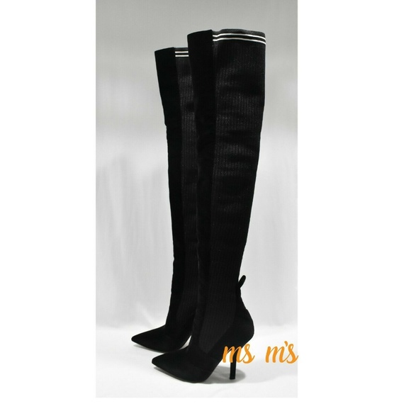 NIB FENDI Velvet stretch Knit over the knee boots - Picture 4 of 8